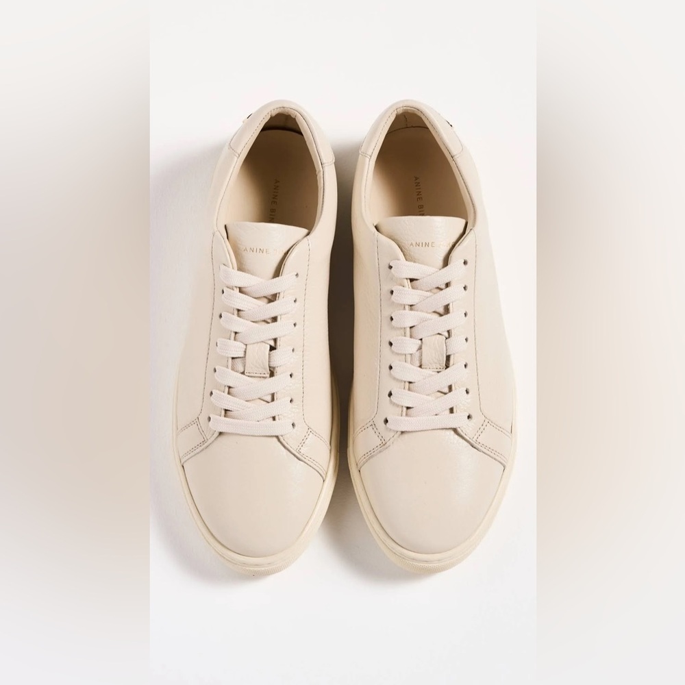 Anine Bing Off-White Leather Sneakers